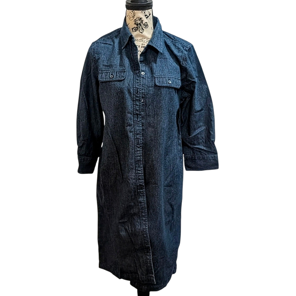 Talbots Blue Denim Button Down Dress Size 10